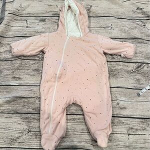 Baby Mori Pink Bamboo Hooded Bunting / heavyweight Sleeper Size 3-6 Months